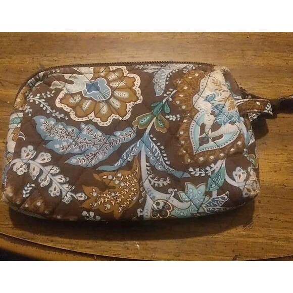 Vera Bradley Java Blue 7"x4"x2" Quilted Cosmetics Bag With Zipper Lined Retired - Picture 3 of 5
